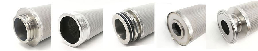 end fitting collection of sintered metal mesh filter cartridges
